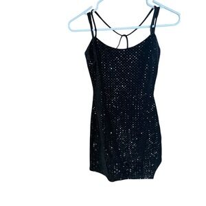 City Triangles Black Sequin Mini Dress Size 1 Bodycon Open Back Party Prom